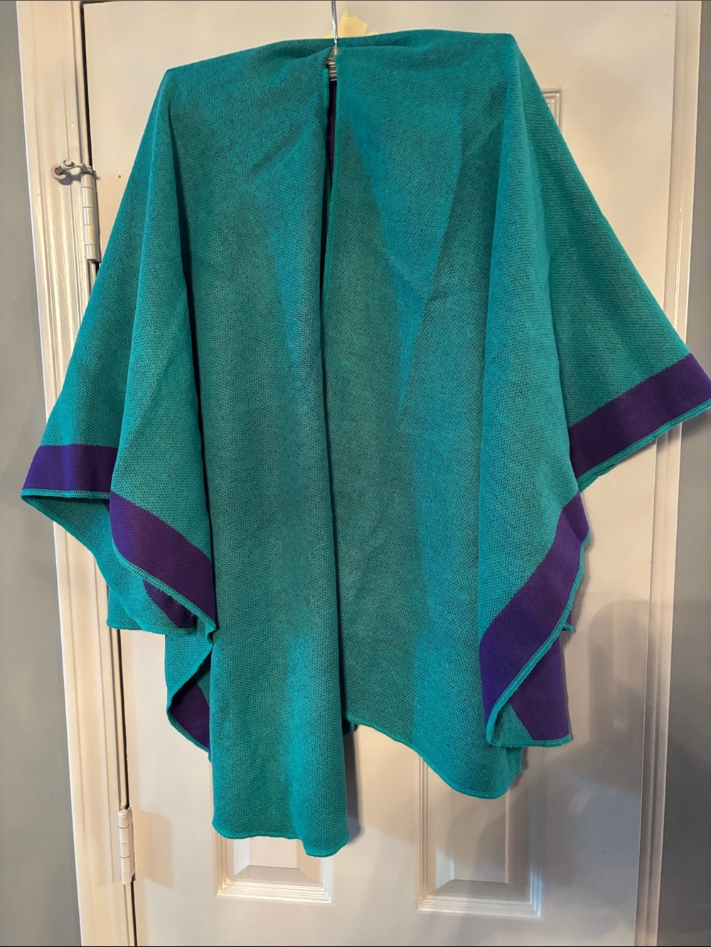 Molína Turquoise Poncho with Purple Stripe & Inner Lining NWT